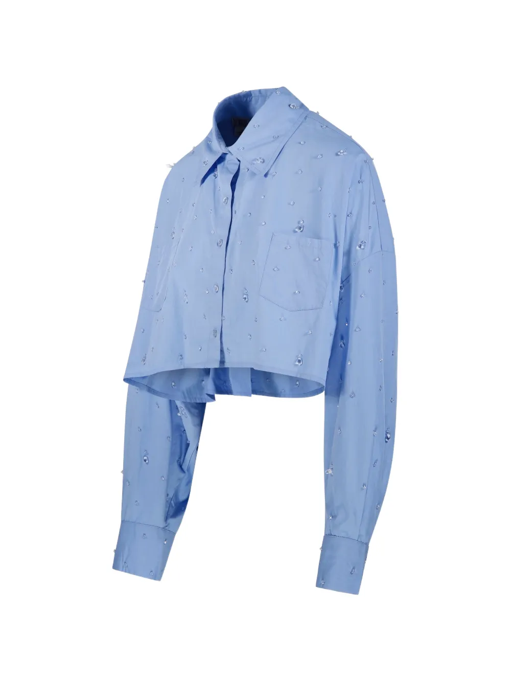  Giuseppe Di Morabito Embellished Cropped Shirt - Blue 
