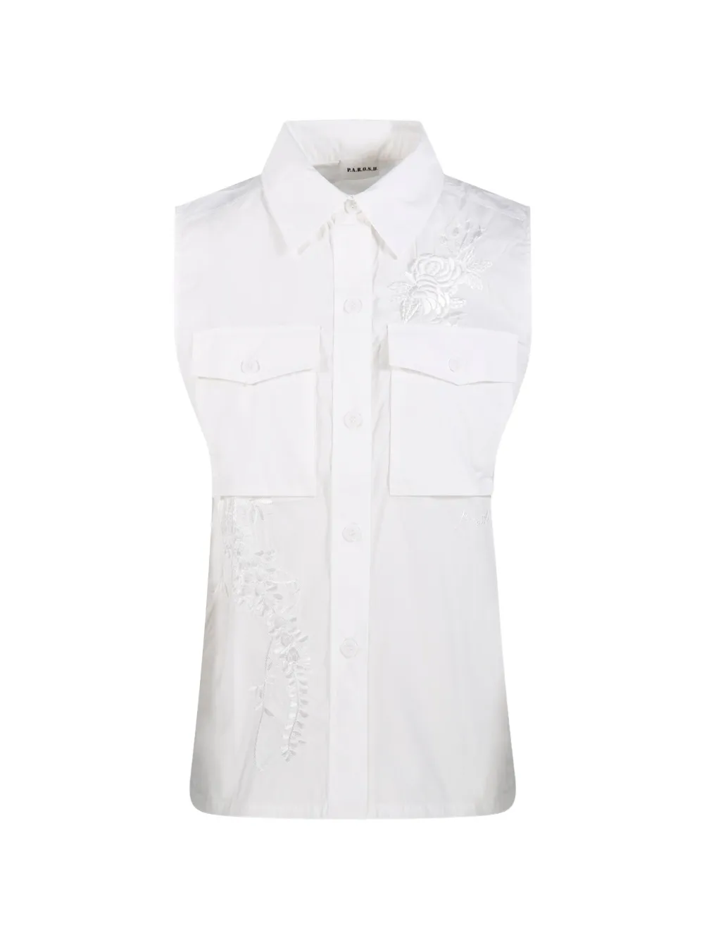 P.A.R.O.S.H. embroidery chest-pocket shirt - White