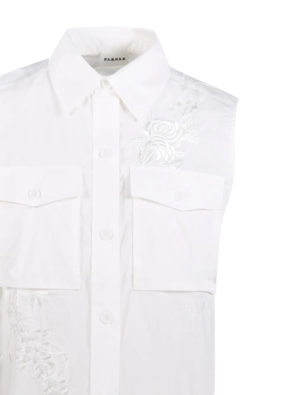 P.A.R.O.S.H. Blouse met borduurwerk en borstzak Wit