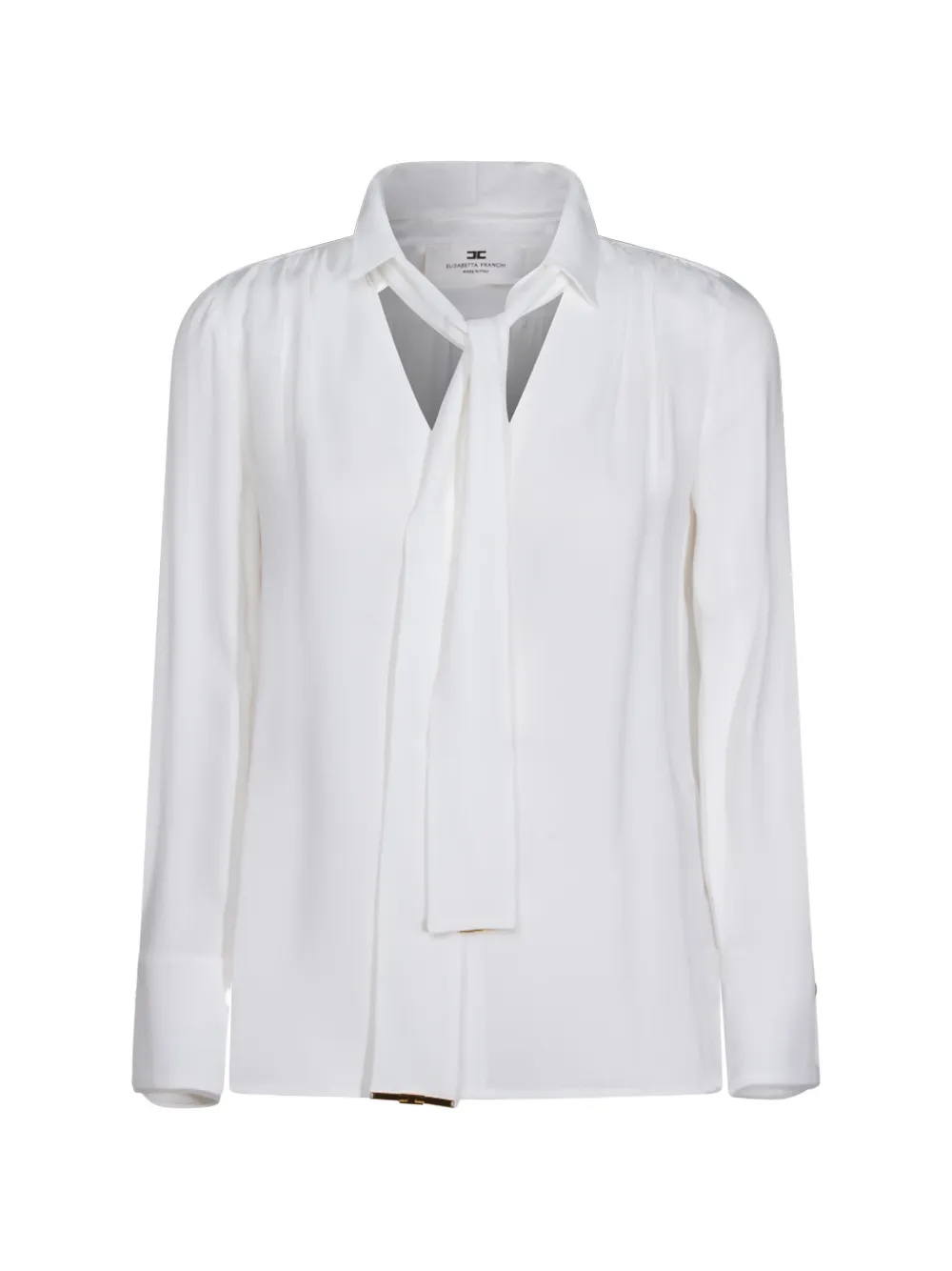 Elisabetta Franchi with sash belt long-sleeve blouse - Bianco