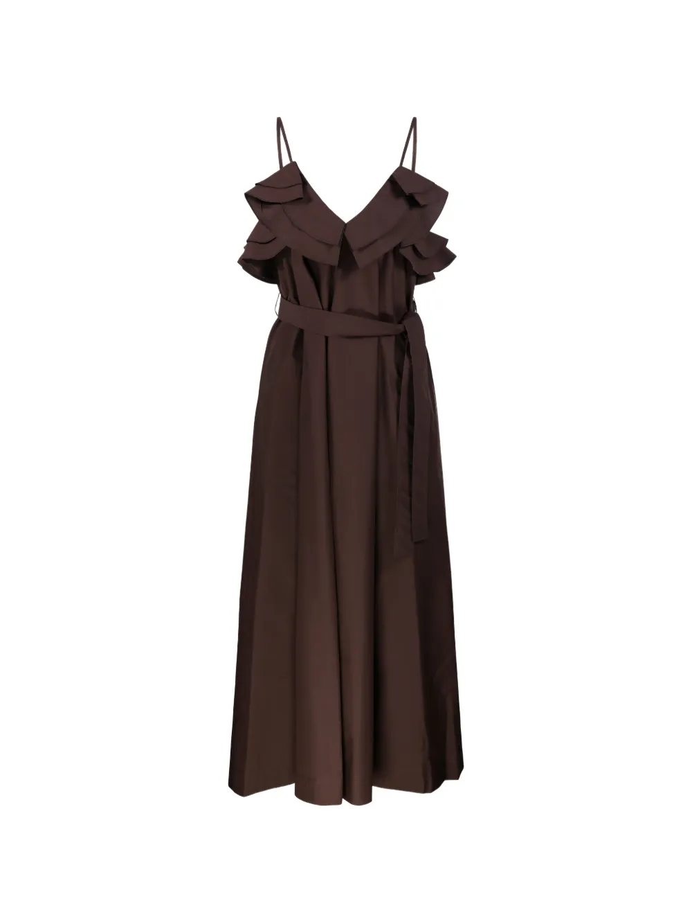 P.A.R.O.S.H. ruffled midi dress - Marrone