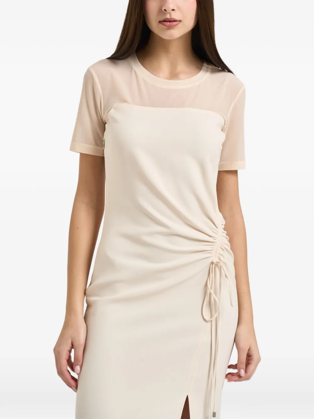 Patrizia Pepe gathered split dress - Neutrals