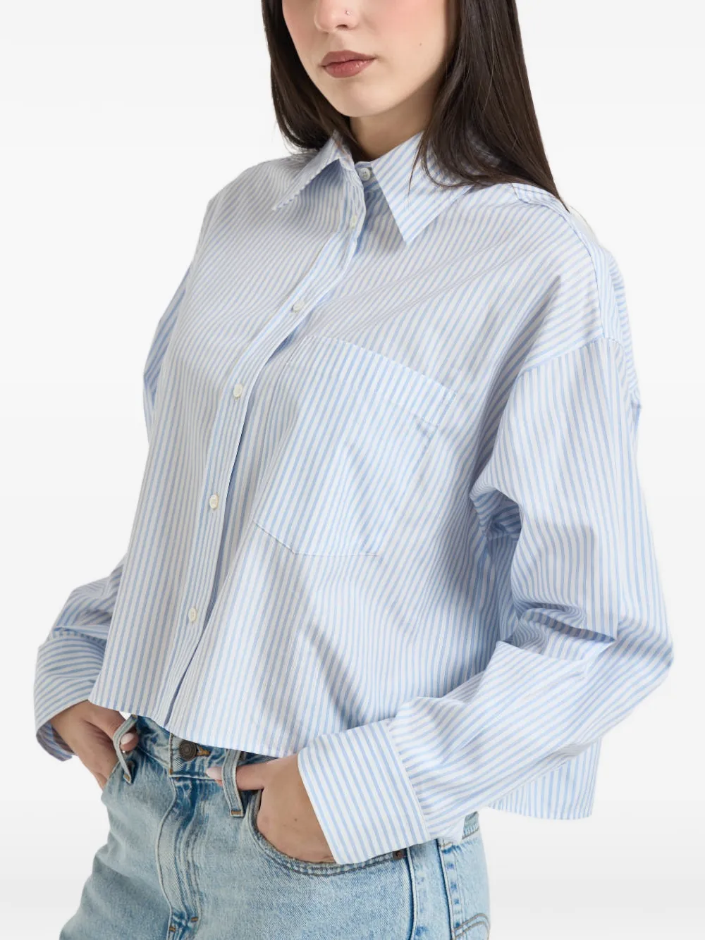  Weekend Max Mara Eden Striped Pocket Shirt - Blue 