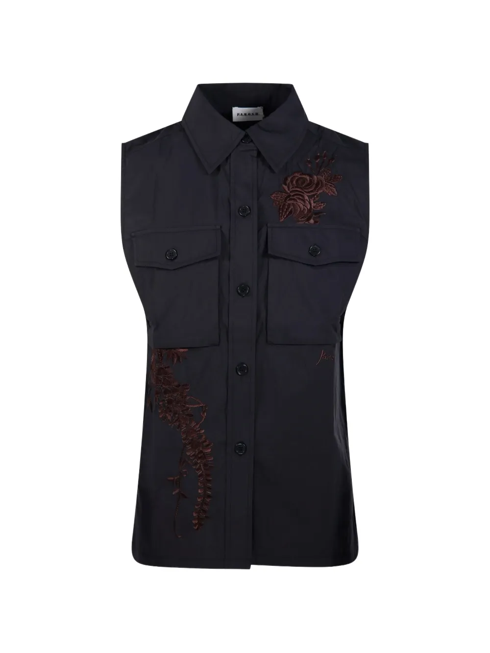 P.a.r.o.s.h Embroidered Pocket Shirt In Black