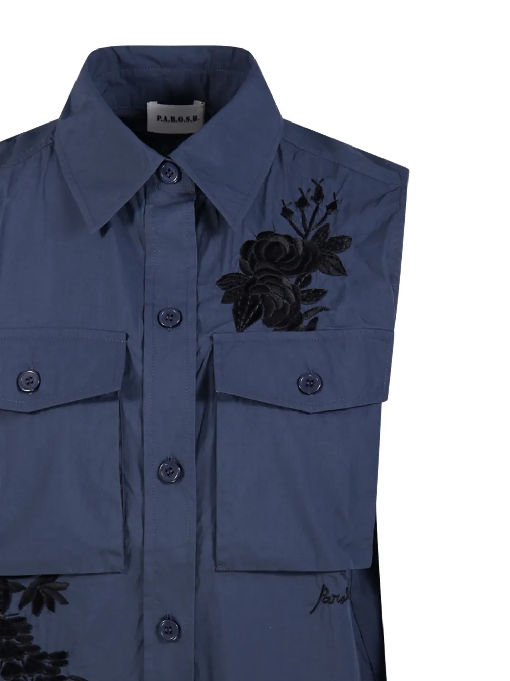 P.A.R.O.S.H. Blouse met geborduurde bloemen Blauw