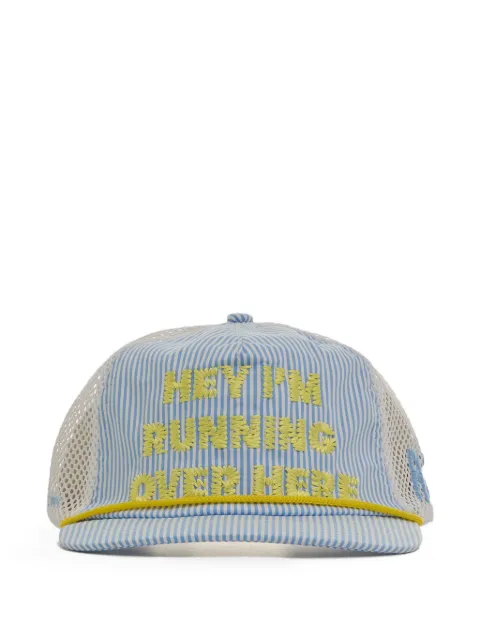 ALEX ZONO striped embroidered trucker hat