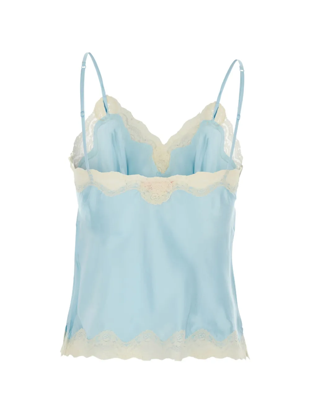  Gold Hawk Lace V-neck Sleeveless Top - Blue 