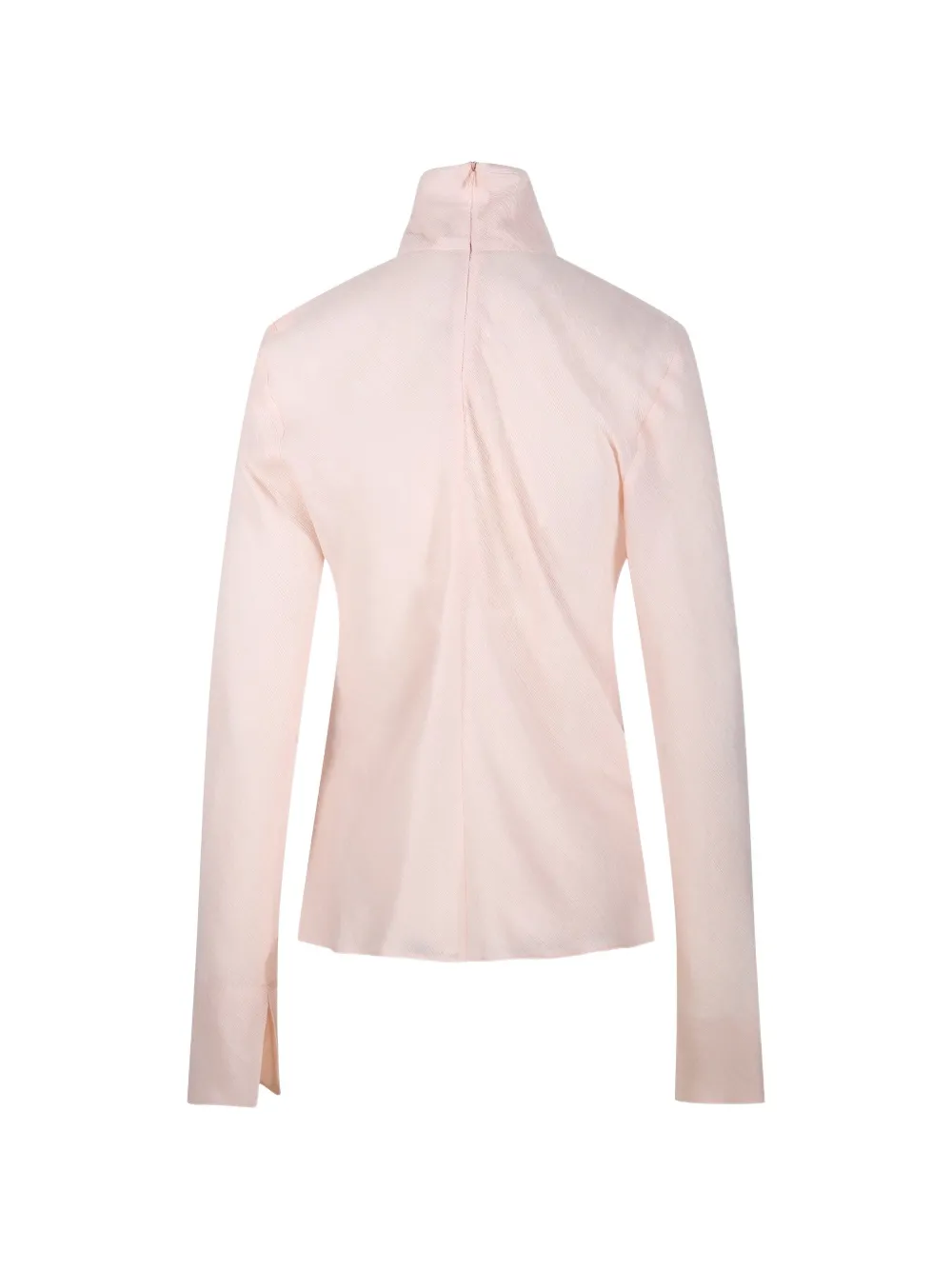  Sandbeige Turtleneck Split Cuff Blouse - Pink 