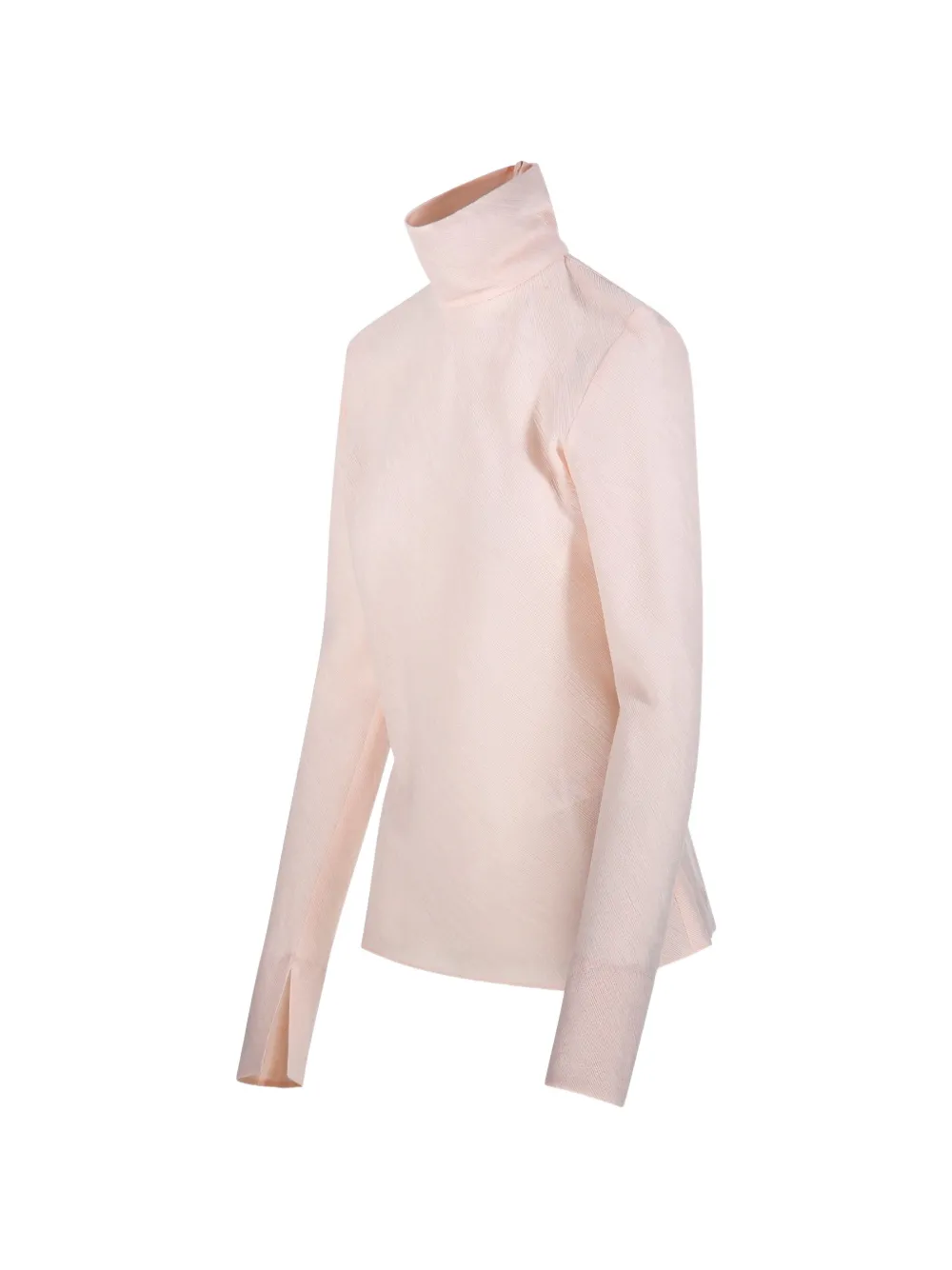 Sandbeige Turtleneck Split Cuff Blouse - Pink 