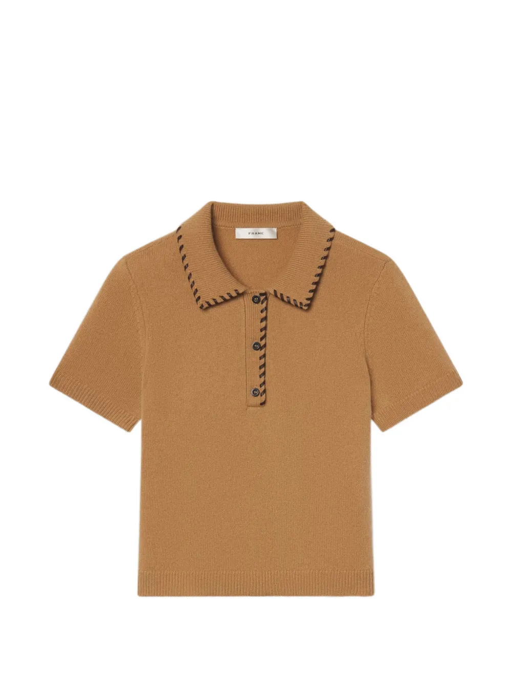 FRAME whipstitch-trim polo top - Braun