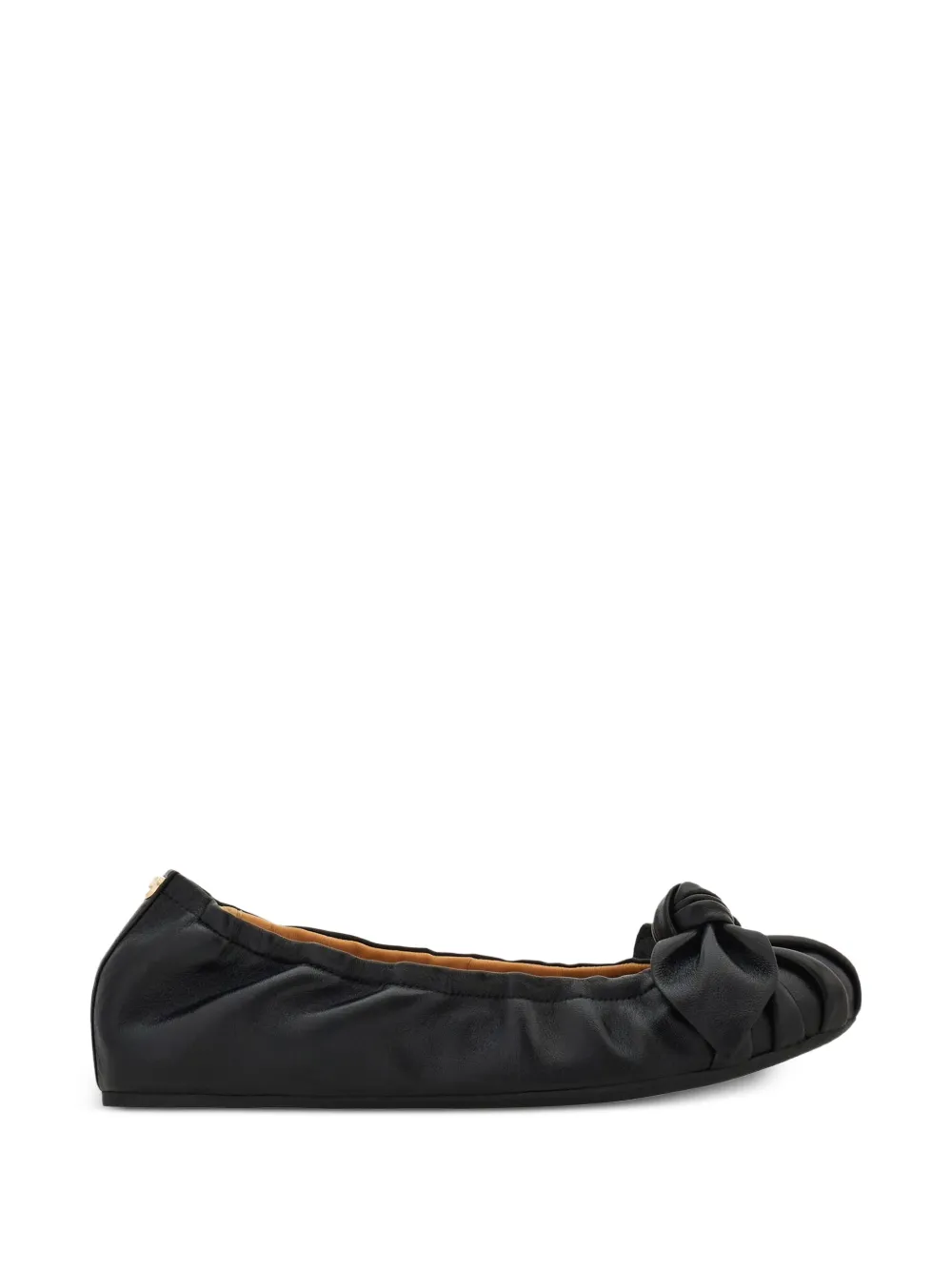 Ferragamo bow-detail draped leather ballet flats - Nero