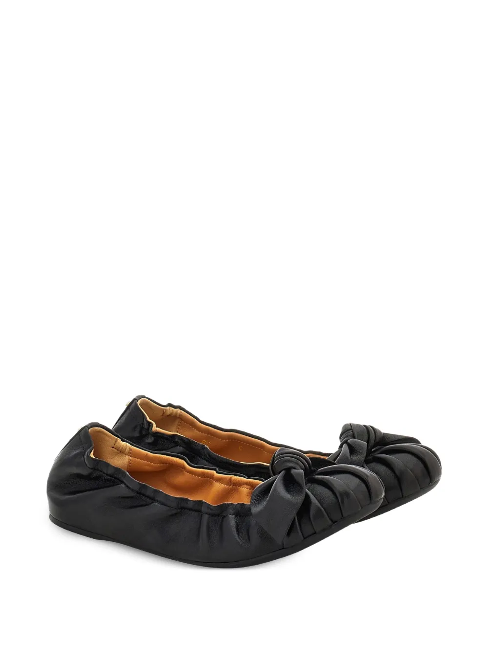  Ferragamo Bow-detail Draped Leather Ballet Flats - Black 
