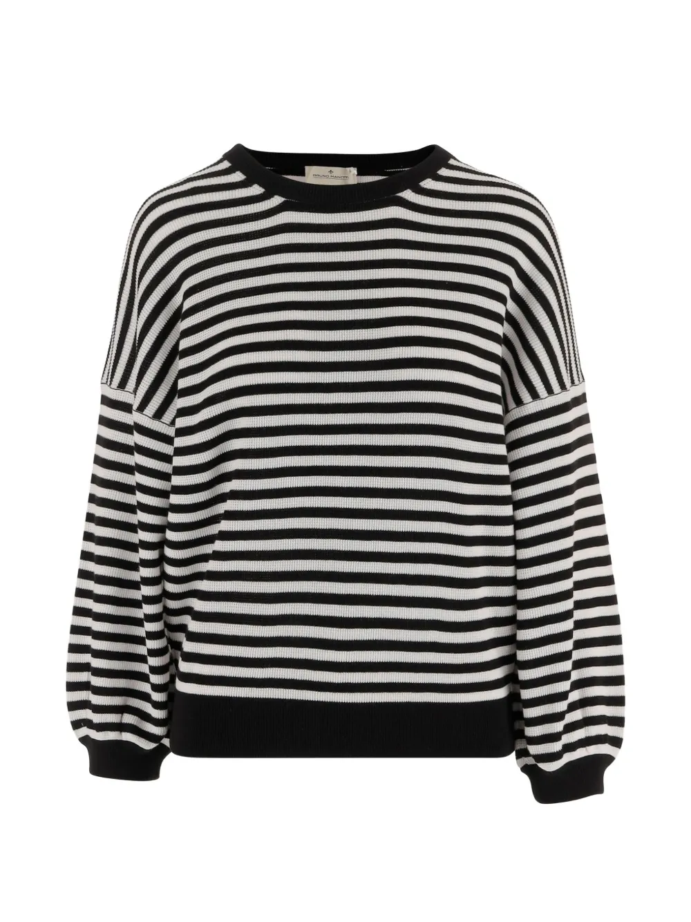 Bruno Manetti striped crew-neck sweater - Nero
