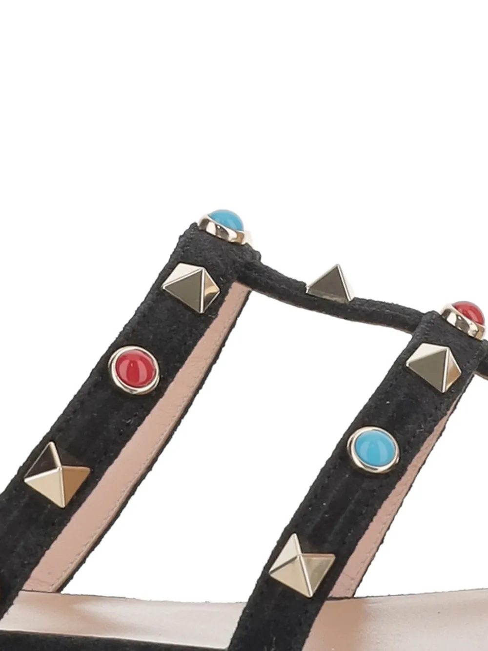 Valentino Garavani Rockstud suède sandalen verfraaid met kralen Zwart