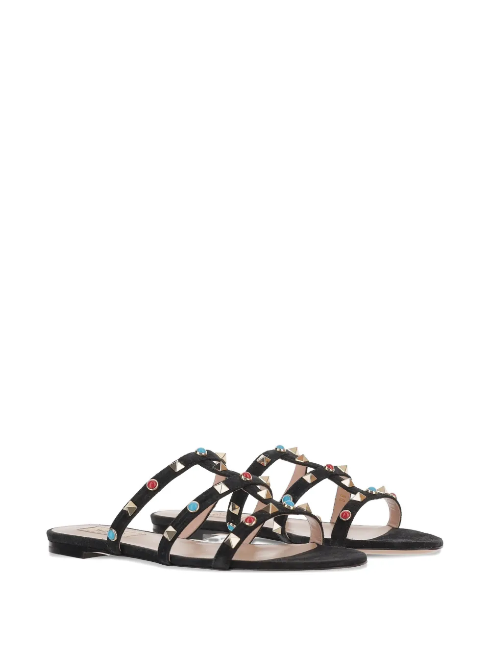 Valentino Garavani Rockstud suède sandalen verfraaid met kralen Zwart
