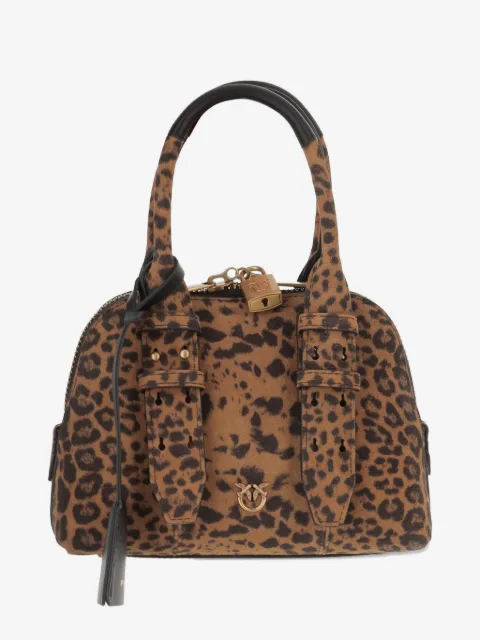 PINKO Mini leopard-print padlock bag