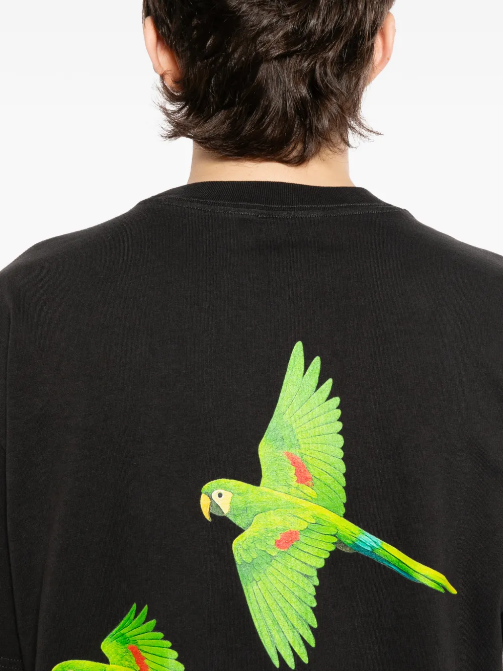 Melt T-shirt met vogelprint Zwart