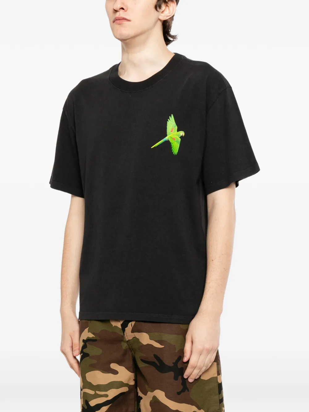 Melt T-shirt met vogelprint Zwart