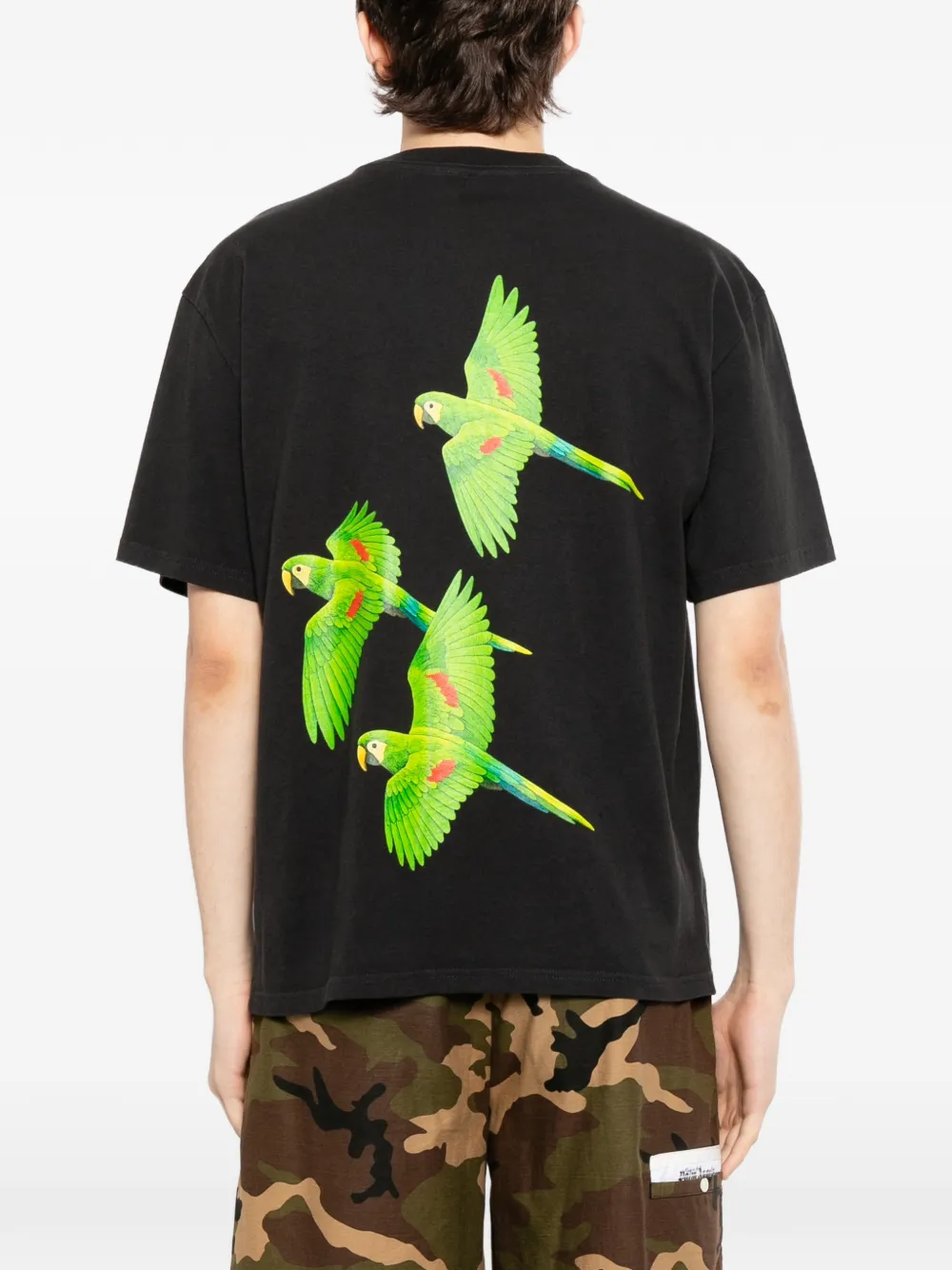 Melt T-shirt met vogelprint Zwart