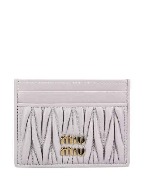 Miu Miu Matelassé logo-plaque card holder