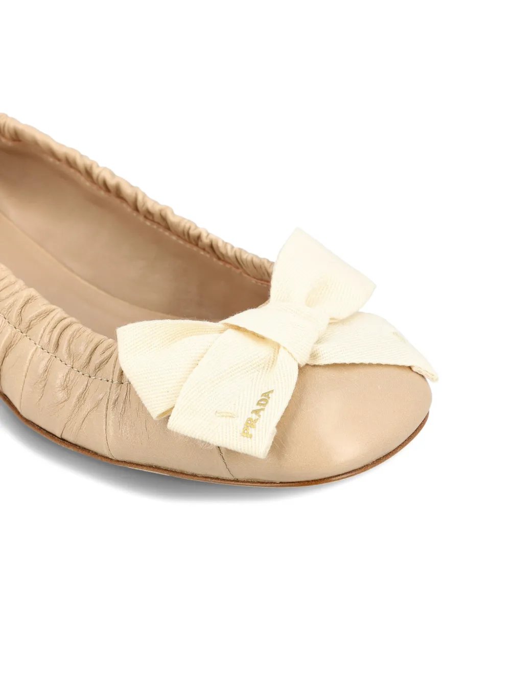 Prada ruched bow-embellishment pumps Beige