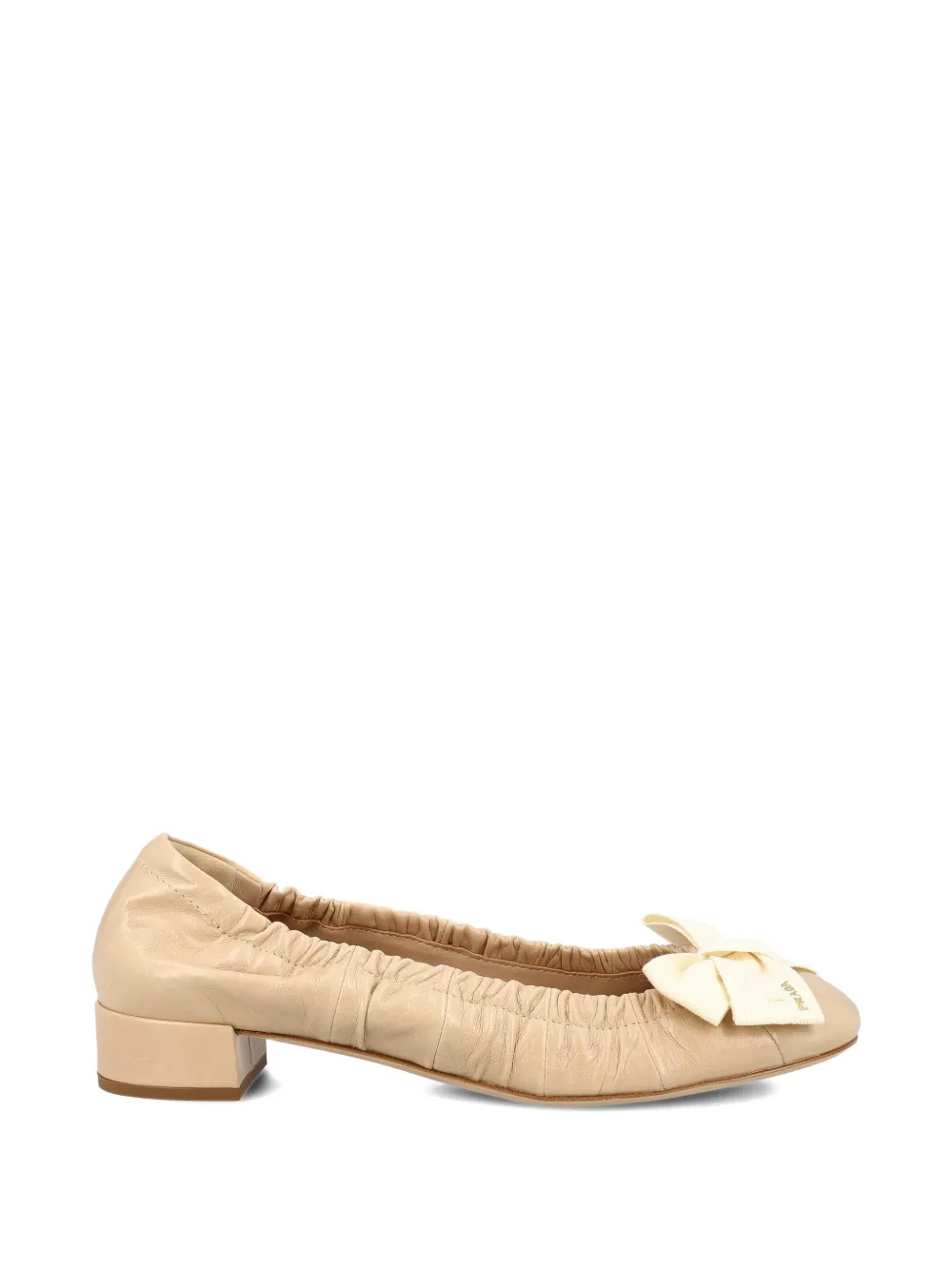 Prada ruched bow-embellishment pumps Beige