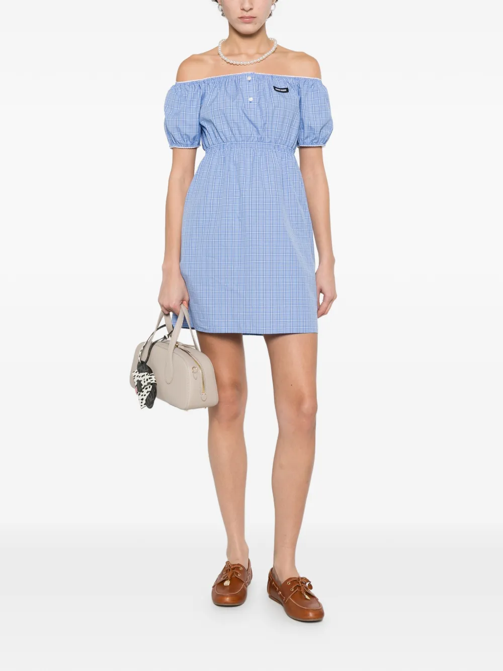  Miu Miu Plaid-pattern Mini Dress - Blue 