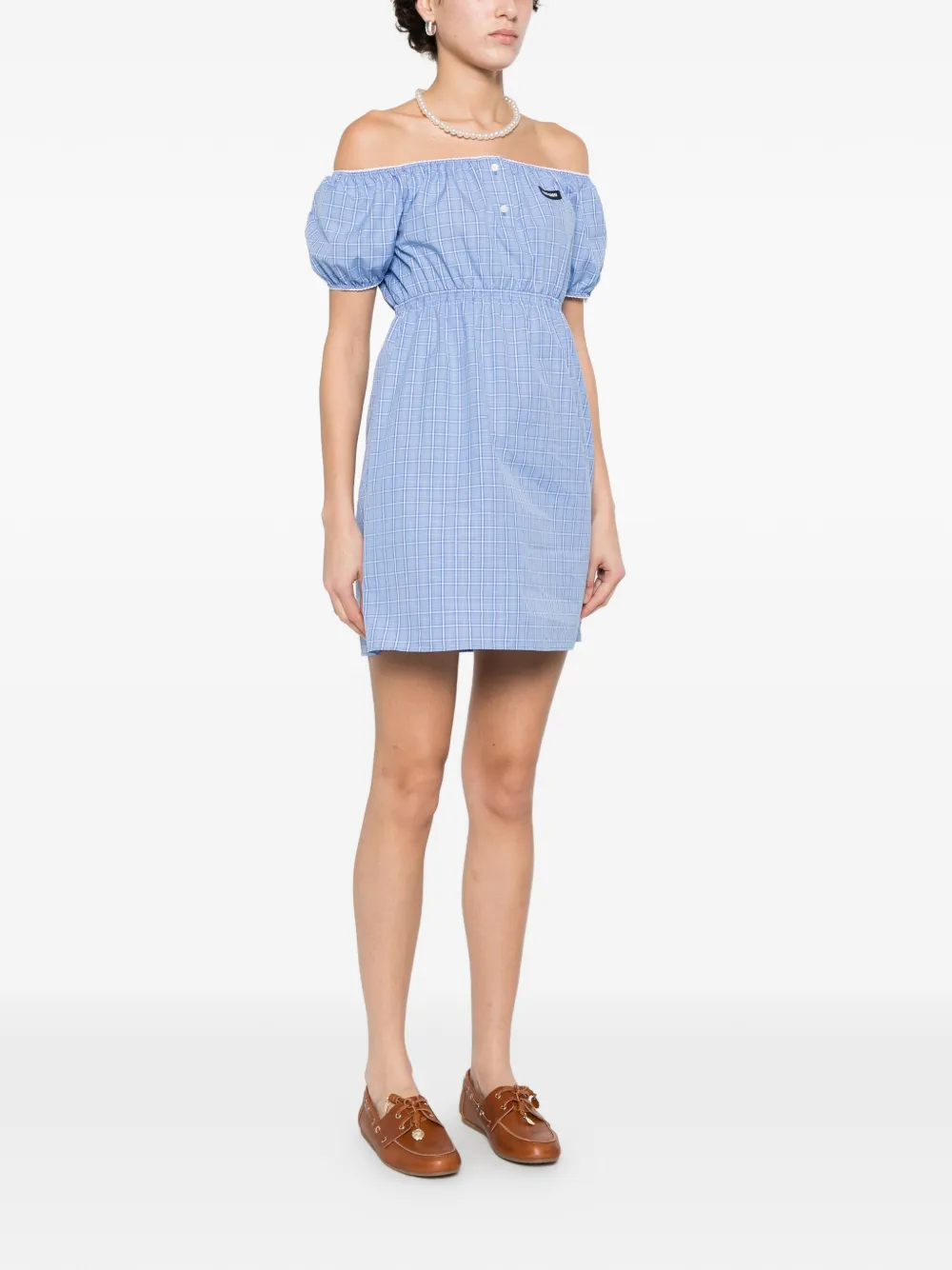  Miu Miu Plaid-pattern Mini Dress - Blue 