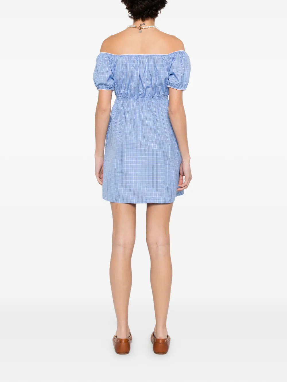 Miu Geruite mini-jurk Blauw