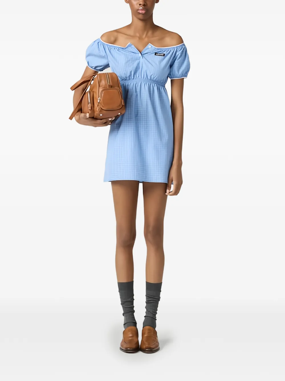 Miu Miu plaid-pattern mini dress - Blu