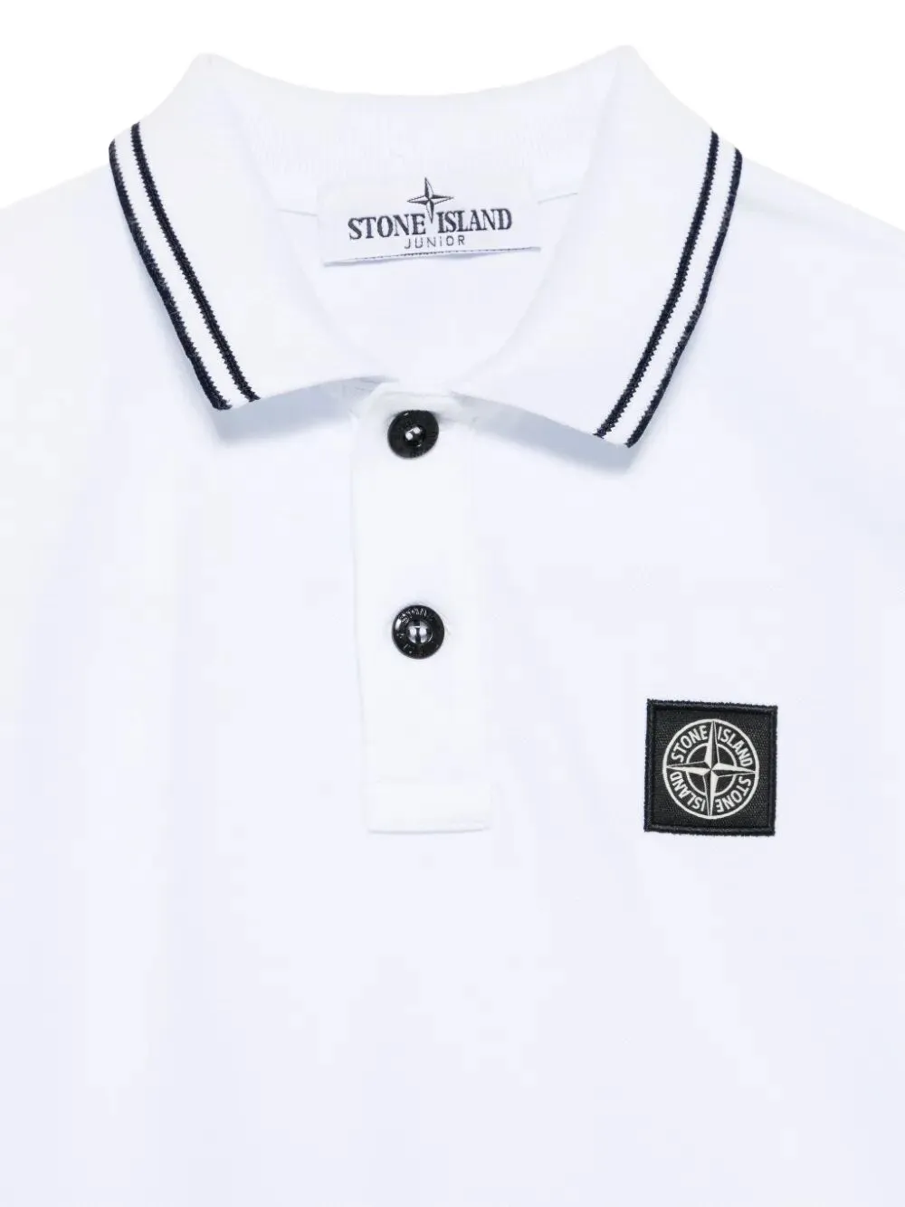 Stone Island Junior Poloshirt met knoopsluiting en logopatch Wit