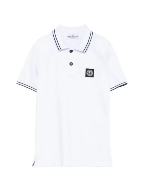 Stone Island Junior button-fastening logo-patch polo shirt