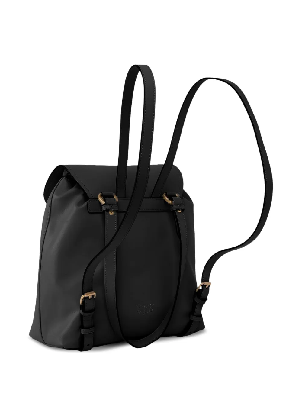  Pinko Leather Strap Backpack - Black 
