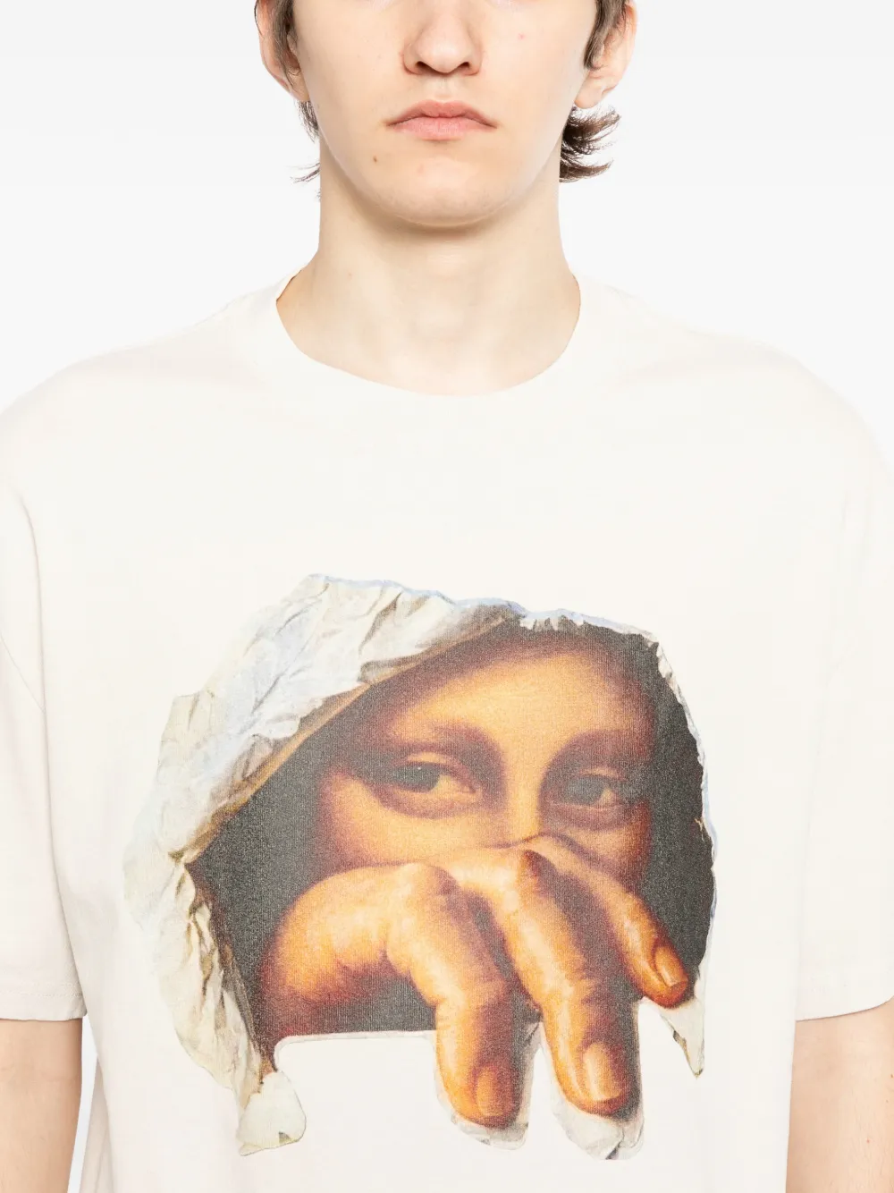 Melt T-shirt met grafische print Beige