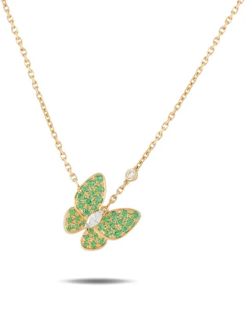 Van Cleef & Arpels green sapphire and diamond butterfly necklace