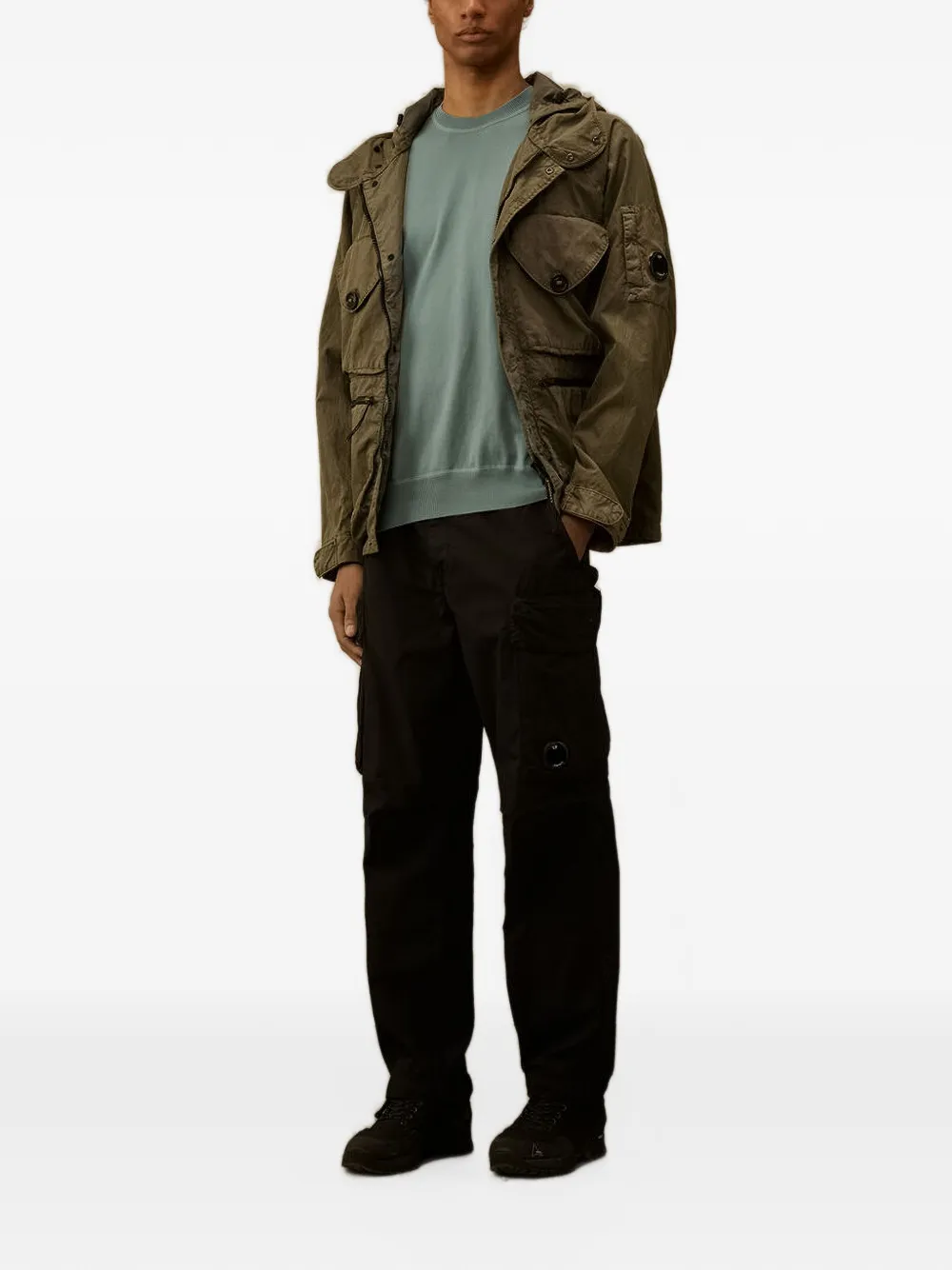 C.P. Company Trui met ronde hals en zak Blauw