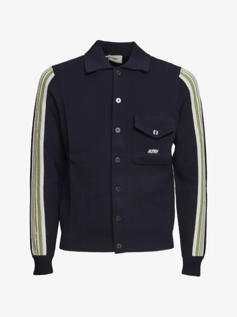 Autry stripe-detail knit shirt jacket