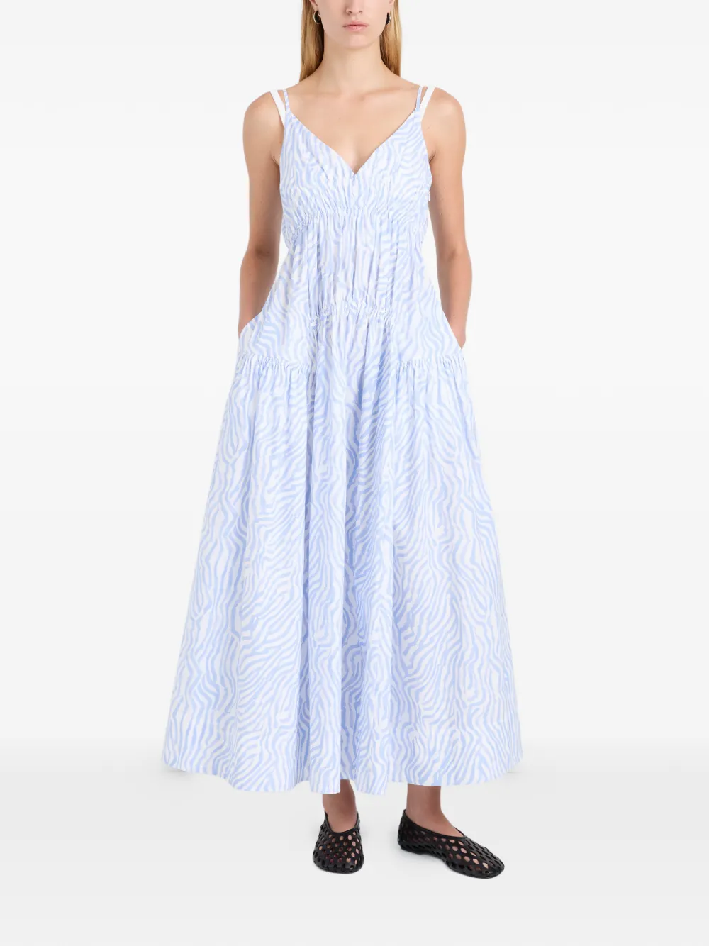 Proenza Schouler White Label Michelyn maxi-jurk met zebraprint Blauw