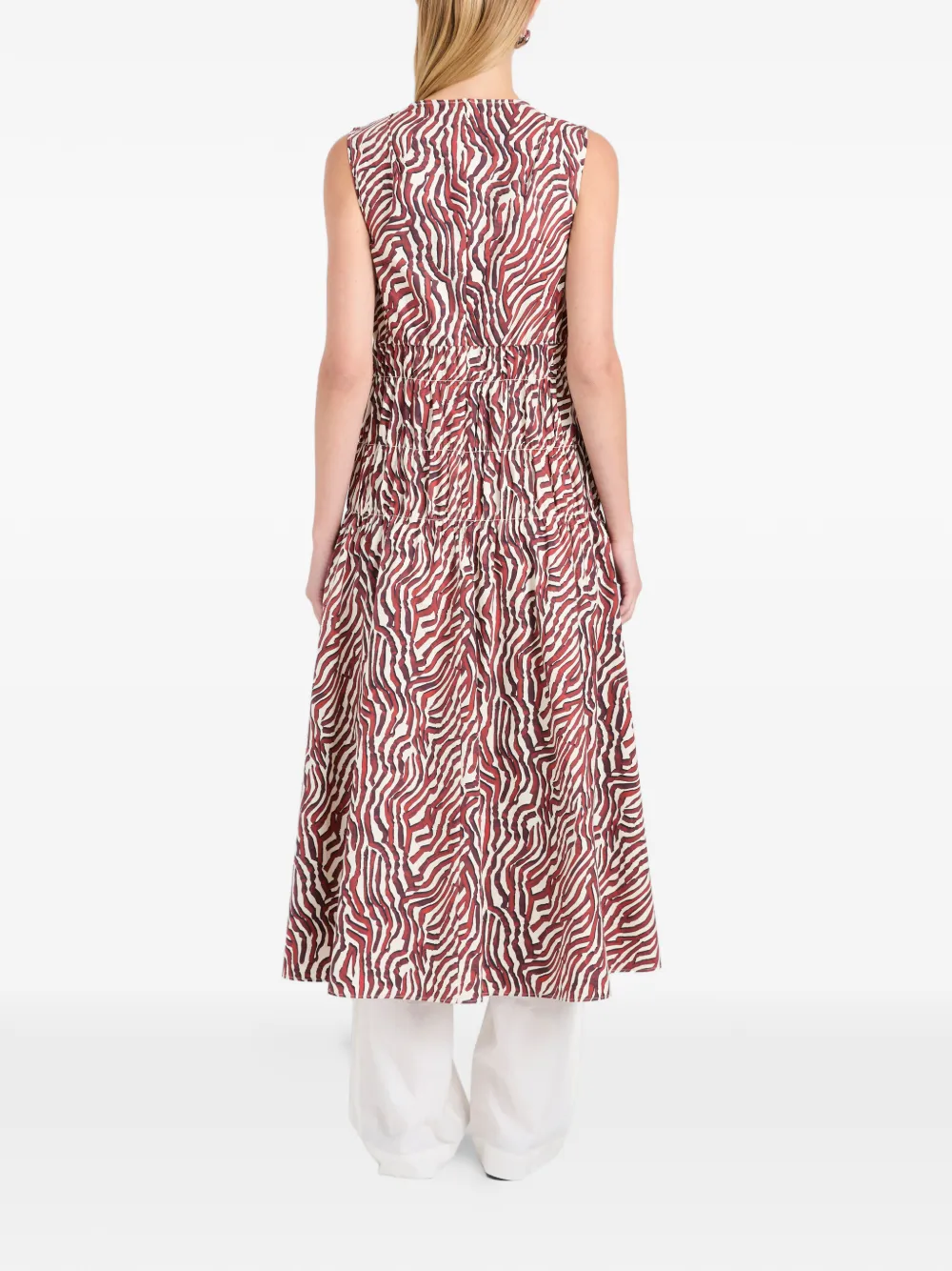 Proenza Schouler White Label Gesmockte midi-jurk met zebraprint Rood