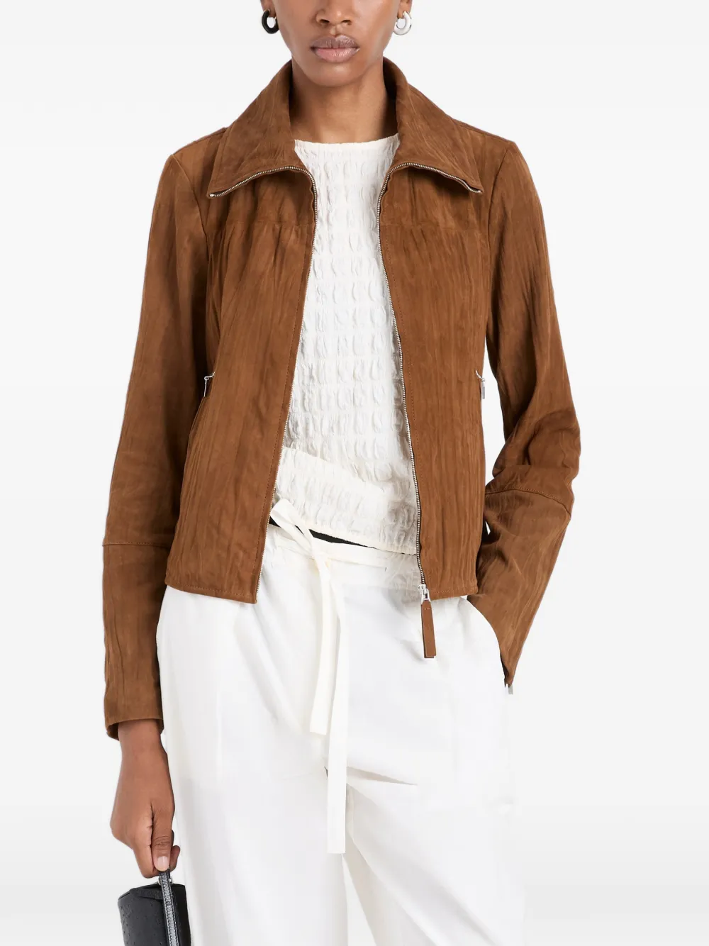 Proenza Schouler White Label Tarin crinkled zip jacket - Braun