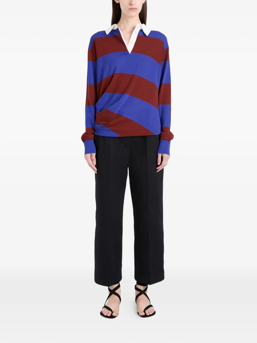 Proenza Schouler Corinna gestreepte gedrapeerde polotop Blauw