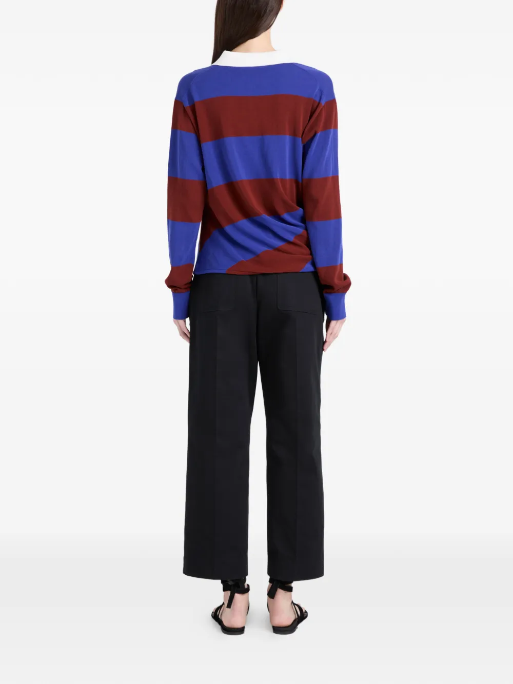 Proenza Schouler Corinna gestreepte gedrapeerde polotop Blauw