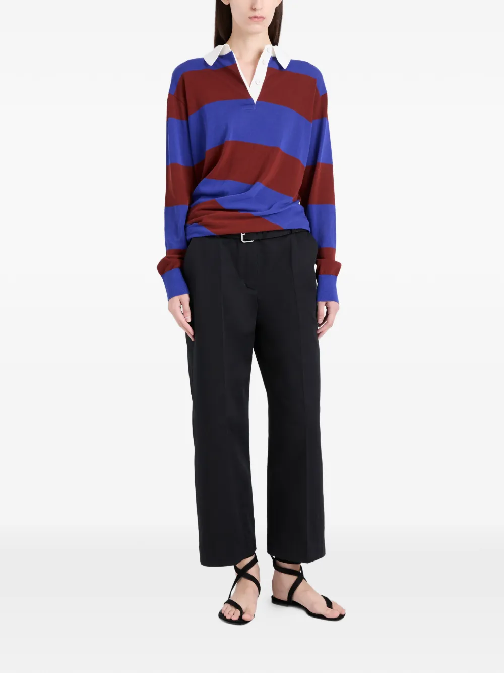Proenza Schouler Corinna gestreepte gedrapeerde polotop Blauw