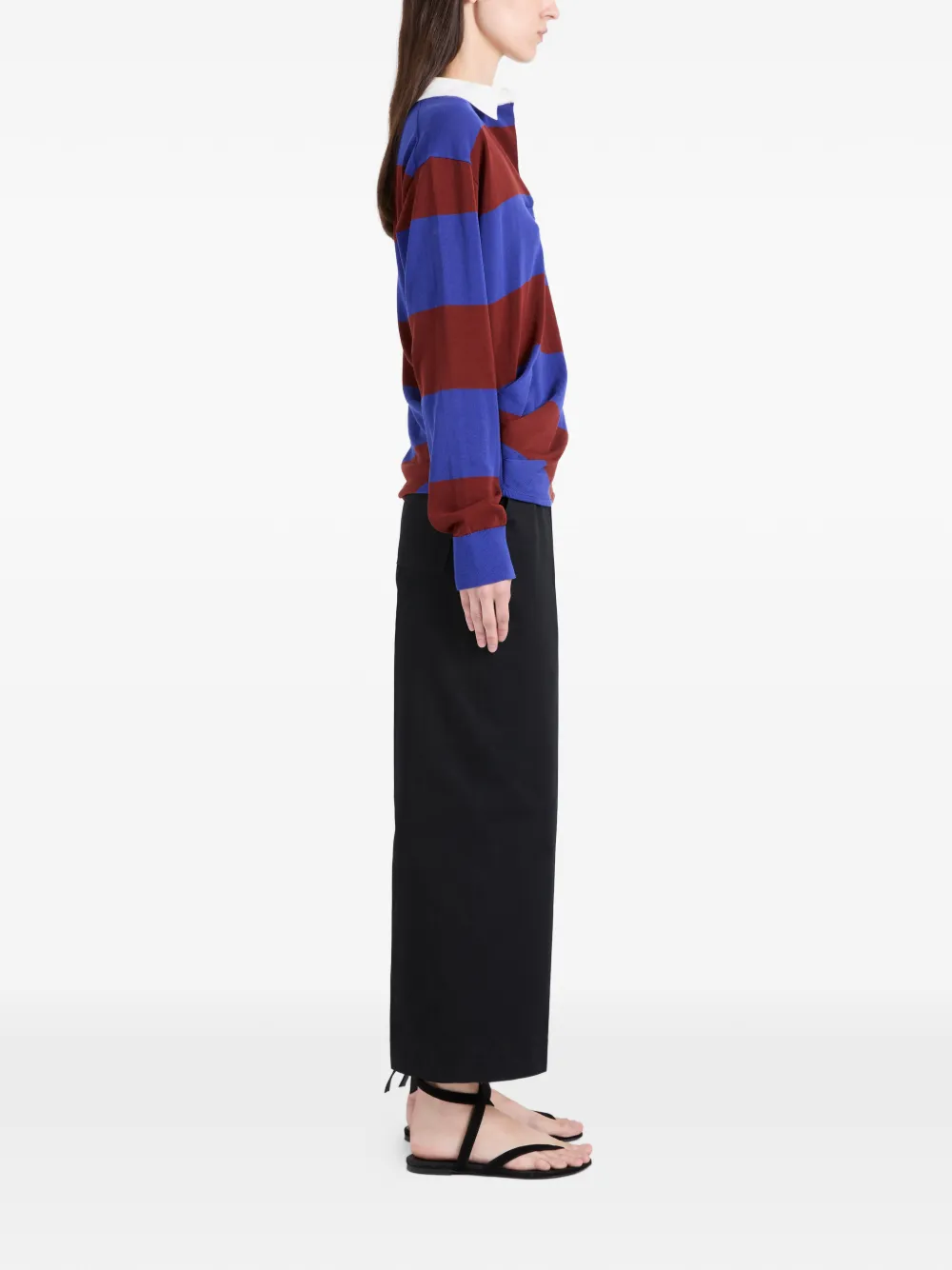 Proenza Schouler Corinna gestreepte gedrapeerde polotop Blauw