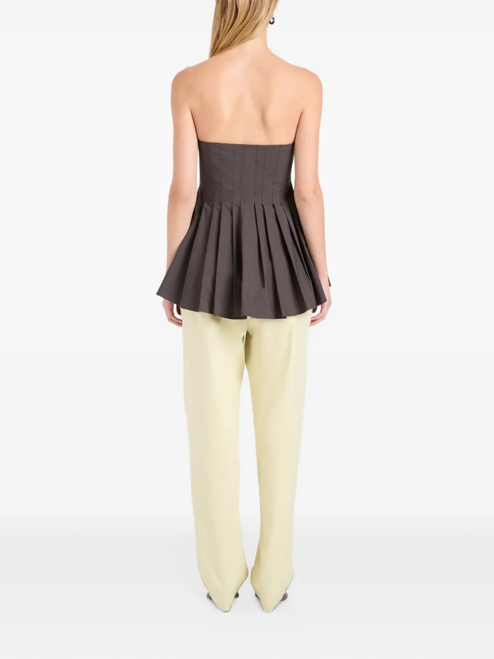 Proenza Schouler White Label Avine geplooide top Bruin
