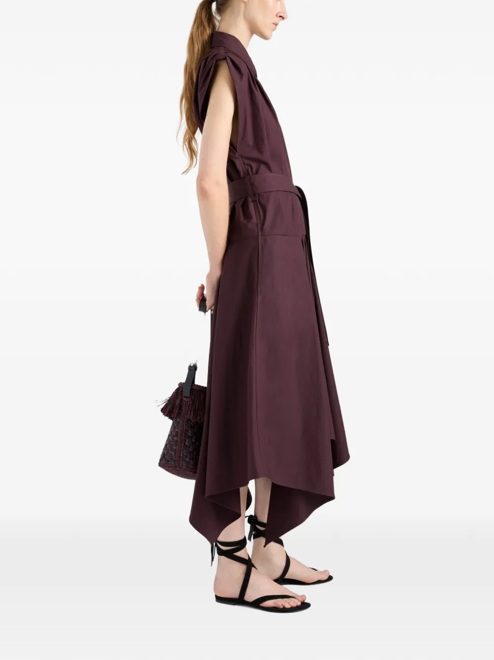 Proenza Schouler Adina midi-blousejurk met ceintuur Paars