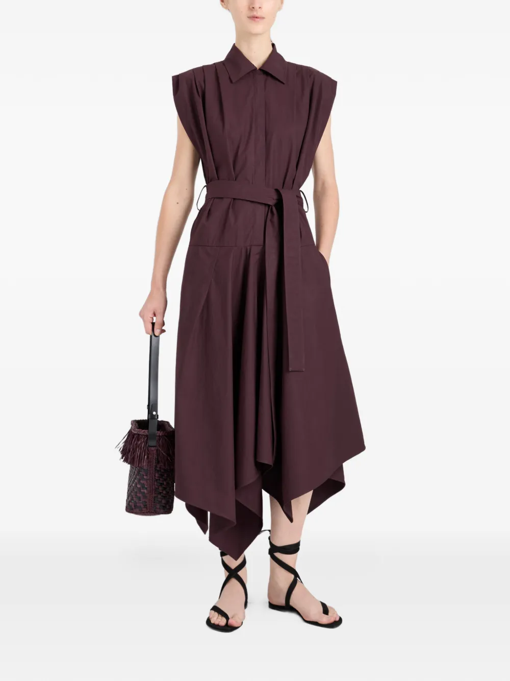 Proenza Schouler Adina midi-blousejurk met ceintuur Paars