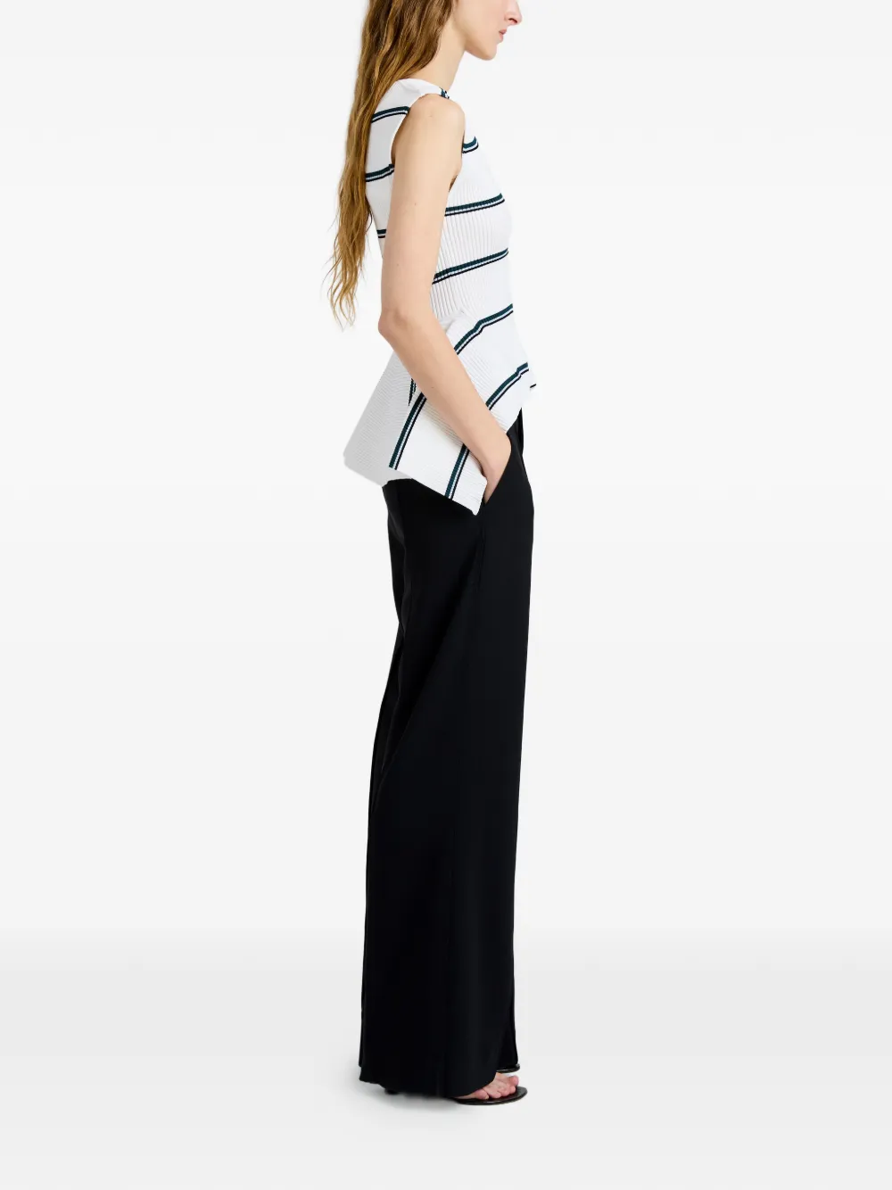 Proenza Schouler Eugenie gestreepte ribgebreide top Wit