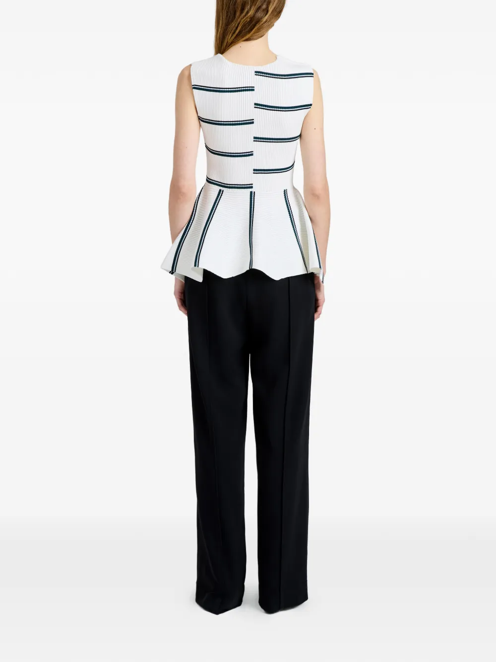 Proenza Schouler Eugenie gestreepte ribgebreide top Wit