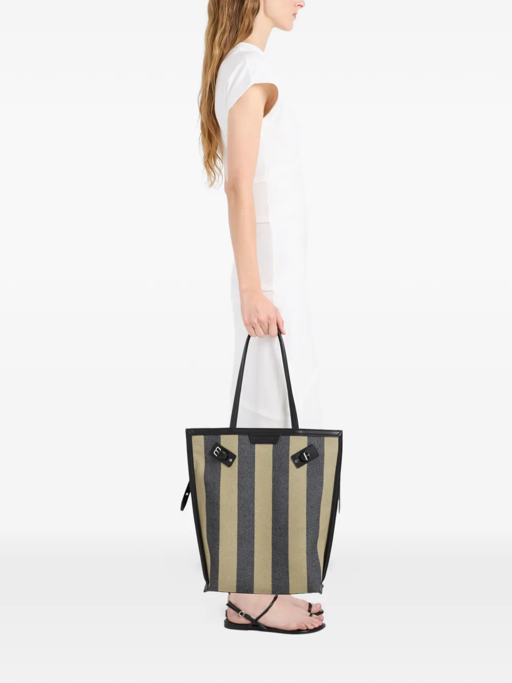 Proenza Schouler North South Days gestreepte canvas shopper Groen
